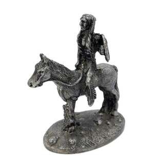 Vintage Metzke Pewter Native American on Horse Figurine USA 1994
